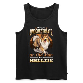 Shetland Sheepdog Dog Sheltie Never Underestimate - Männer Premium Bio Tank Top - Schwarz - Vorne - Michal (187cm)