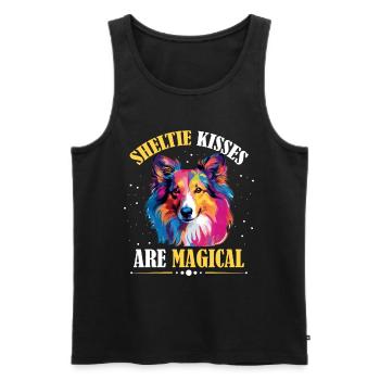 Shetland Sheepdog Dog Sheltie - Sheltie kisses - Men's Premium Organic Tank Top - black - Front - AI Model Male 178 light (178cm)