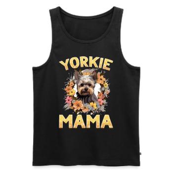 Yorkshire Terrier Chien Yorkie - Yorkie Mama - Débardeur bio Premium Homme - noir - Devant - AI Model Male 178 light (178cm)