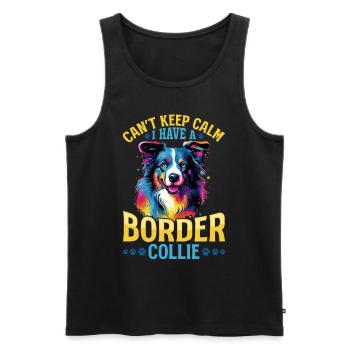 Chien Border Collie - Ne peut pas garder son calme - Débardeur bio Premium Homme - noir - Devant - Michal (187cm)