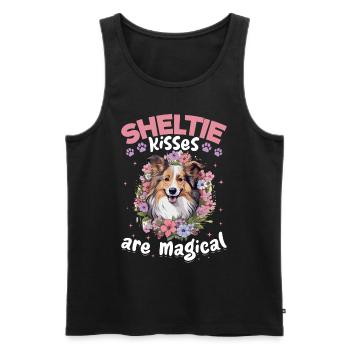 Shetland Sheepdog Dog Sheltie - Sheltie kisses - Men's Premium Organic Tank Top - black - Front - AI Model Male 178 light (178cm)