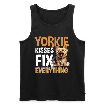 Yorkshire Terrier Dog Yorkie les baisers résolvent tout - Débardeur bio Premium Homme - noir - Devant - Michal (187cm)