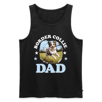 Chien Border Collie - Papa Border Collie - Débardeur bio Premium Homme - noir - Devant - AI Model Male 178 light (178cm)