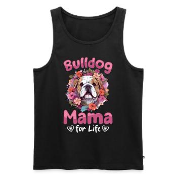 Amateur de bouledogue anglais britannique Bulldog Mama pour Lif - Débardeur bio Premium Homme - noir - Devant - AI Model Male 178 light (178cm)