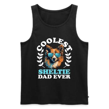 Shetland Sheepdog Dog - Coolest Sheltie Dad Ever - Men's Premium Organic Tank Top - black - Front - AI Model Male 178 light (178cm)
