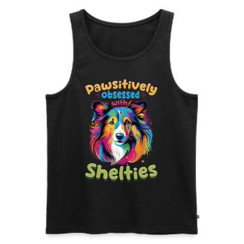 Chien de berger Shetland Chien Sheltie - Pawsitively - Débardeur bio Premium Homme - noir - Devant - Michal (187cm)