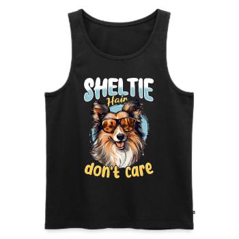 Shetland Sheepdog Dog - Sheltie hair, don't care - Männer Premium Bio Tank Top - Schwarz - Vorne - Michal (187cm)