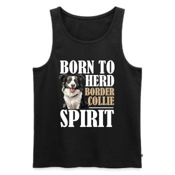 Chien Border Collie - Né pour garder le Border Collie - Débardeur bio Premium Homme - noir - Devant - AI Model Male 178 light (178cm)