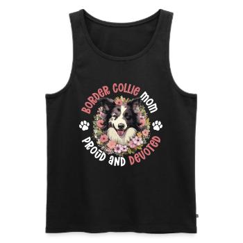 Chien Border Collie - Border Collie Maman Fière - Débardeur bio Premium Homme - noir - Devant - AI Model Male 178 light (178cm)