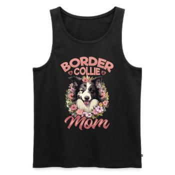 Chien Border Collie - Maman Border Collie - Débardeur bio Premium Homme - noir - Devant - AI Model Male 178 light (178cm)