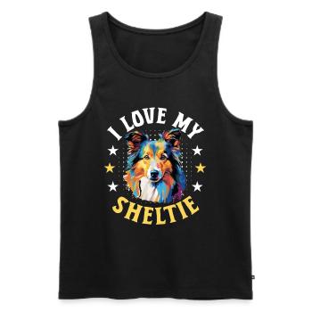 Shetland Sheepdog Dog Sheltie - I love my Sheltie - Men's Premium Organic Tank Top - black - Front - Michal (187cm)