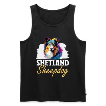 Shetland Sheepdog Dog Sheltie - shetland sheepdog - Men's Premium Organic Tank Top - black - Front - AI Model Male 178 light (178cm)