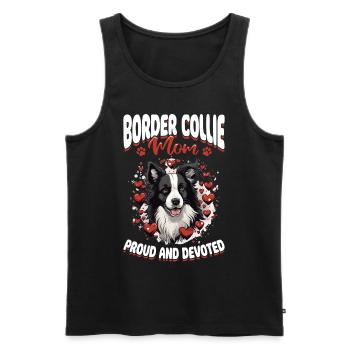 Chien Border Collie - Border Collie Maman Fière - Débardeur bio Premium Homme - noir - Devant - AI Model Male 178 light (178cm)