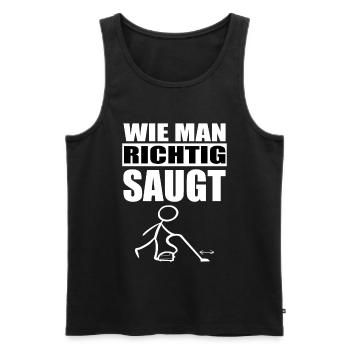 Lustige Sprüche. Wie man richtig saugt. Sex Männer - Männer Premium Bio Tank Top - Schwarz - Vorne - Michal (187cm)