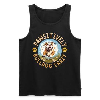 Amoureux du bouledogue anglais britannique - Bulldog Crazy - Débardeur bio Premium Homme - noir - Devant - AI Model Male 178 light (178cm)