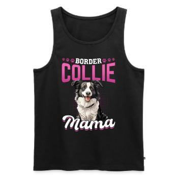 Chien Border Collie - Border Collie Mama - Débardeur bio Premium Homme - noir - Devant - AI Model Male 178 light (178cm)