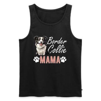 Chien Border Collie - Border Collie Mama - Débardeur bio Premium Homme - noir - Devant - AI Model Male 178 light (178cm)