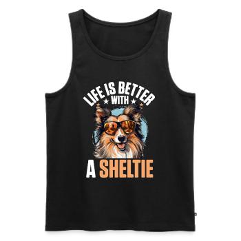 Chien de berger Shetland La vie des chiens est meilleure avec Sheltie - Débardeur bio Premium Homme - noir - Devant - Michal (187cm)