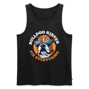 Britannique Anglais Bulldog amant embrasse Fix everythin - Débardeur bio Premium Homme - noir - Devant - AI Model Male 178 light (178cm)