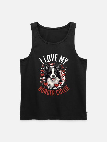 Bordercollie-koira - rakastan bordercollietani - Miesten premium luomu-tanktoppi - musta