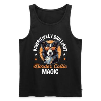 Border Collie Chien Border Collie Magic - Débardeur bio Premium Homme - noir - Devant - AI Model Male 178 light (178cm)