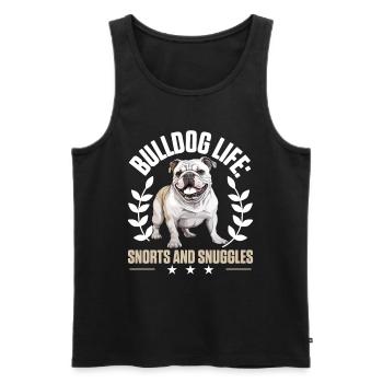 Bouledogue anglais britannique - Bouledogue Life renifle - Débardeur bio Premium Homme - noir - Devant - AI Model Male 178 light (178cm)