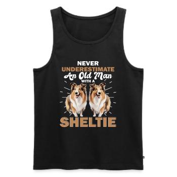 Shetland Sheepdog Dog Sheltie Never Underestimate - Männer Premium Bio Tank Top - Schwarz - Vorne - Michal (187cm)