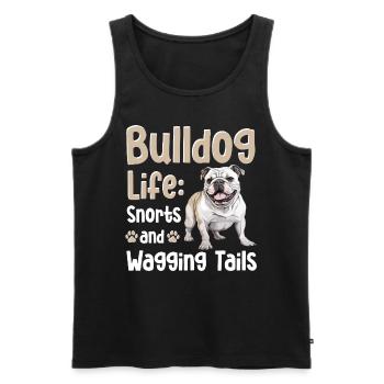 Bouledogue anglais britannique Bulldog Life renifle - Débardeur bio Premium Homme - noir - Devant - AI Model Male 178 light (178cm)