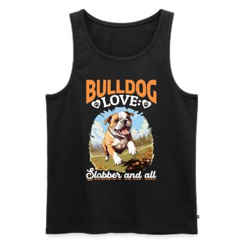 Bouledogue anglais britannique amoureux bouledogue amour bave - Débardeur bio Premium Homme - noir - Devant - AI Model Male 178 light (178cm)