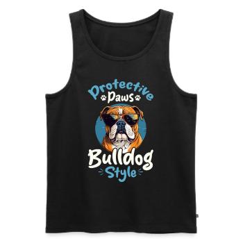 Anglais britannique Bulldog amant Paws Bulldog Style - Débardeur bio Premium Homme - noir - Devant - AI Model Male 178 light (178cm)