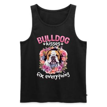 Bouledogue anglais britannique amour baisers Réparez tout - Débardeur bio Premium Homme - noir - Devant - AI Model Male 178 light (178cm)