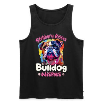 Bouledogue anglais britannique - baisers baveux - Débardeur bio Premium Homme - noir - Devant - AI Model Male 178 light (178cm)