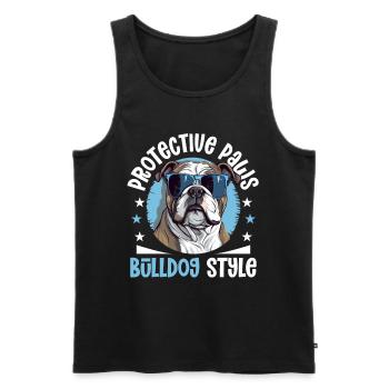 Anglais britannique Bulldog amant Paws Bulldog Style - Débardeur bio Premium Homme - noir - Devant - AI Model Male 178 light (178cm)
