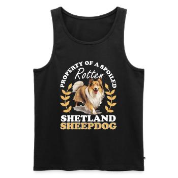 Chien de berger Shetland Chien Sheltie - Propriété d’un - Débardeur bio Premium Homme - noir - Devant - Michal (187cm)