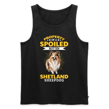 Chien de berger Shetland Chien Sheltie - Propriété d’un - Débardeur bio Premium Homme - noir - Devant - Michal (187cm)