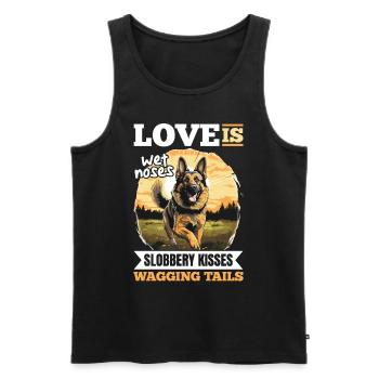 German Shepherd Dog Breed Love is wet noses - Männer Premium Bio Tank Top - Schwarz - Vorne - Michal (187cm)
