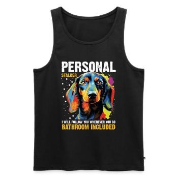 Dachshund wiener sausage dog Personal stalker - Männer Premium Bio Tank Top - Schwarz - Vorne - AI Model Male 178 light (178cm)