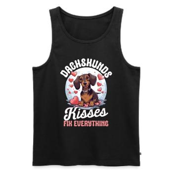 Dachshund kisses Fix everything Sausage Dog Wiener - Men's Premium Organic Tank Top - black - Front - Michal (187cm)