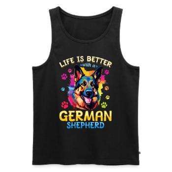 La vie d’un chien de compagnie est meilleure avec un berger allemand - Débardeur bio Premium Homme - noir - Devant - Michal (187cm)