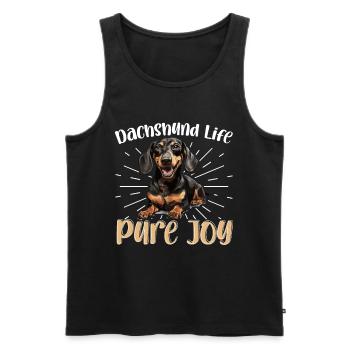 Teckel, blaireau, saucisse, saucisse, vie de chien, pure joie - Débardeur bio Premium Homme - noir - Devant - Michal (187cm)