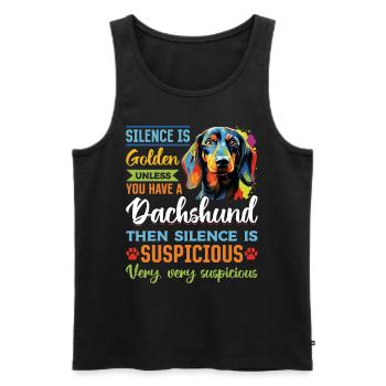 Dachshund wiener sausage dog Silence is Golden - Männer Premium Bio Tank Top - Schwarz - Vorne - AI Model Male 178 light (178cm)