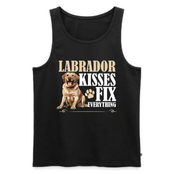 Labrador Retriever Dog Breed kisses Fix everything - Men's Premium Organic Tank Top - black - Front - Michal (187cm)