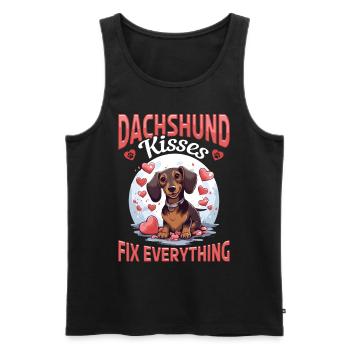 Wiener sausage dog Dachshund kisses Fix everything - Männer Premium Bio Tank Top - Schwarz - Vorne - Michal (187cm)