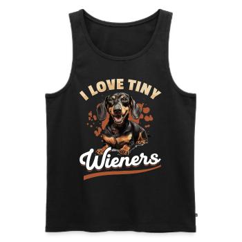 Dachshund wiener sausage dog I Love tiny Wieners - Men's Premium Organic Tank Top - black - Front - AI Model Male 178 light (178cm)