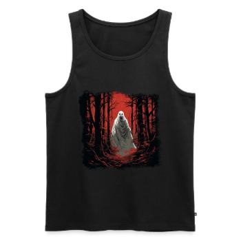 Funny Halloween Ghost between trees - Men's Premium Organic Tank Top - black - Front - Michal (187cm)