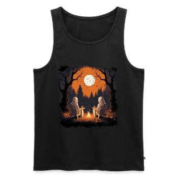 Funny Halloween Ghost at Campfire - Men's Premium Organic Tank Top - black - Front - Michal (187cm)