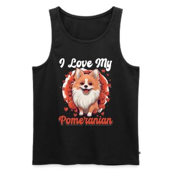 Pomeranian Pom Dog Pom-Pom - I Love my Pomeranian - Männer Premium Bio Tank Top - Schwarz - Vorne - AI Model Male 178 light (178cm)