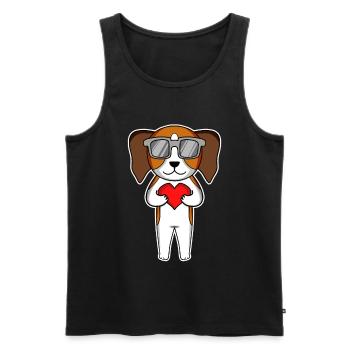 Hund mit Herz und Brille - Beagle - Männer Premium Bio Tank Top - Schwarz - Vorne - Michal (187cm)