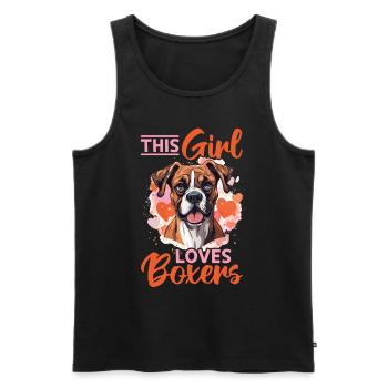 Boxer chien race animal de compagnie - cette fille aime les boxers - Débardeur bio Premium Homme - noir - Devant - Michal (187cm)