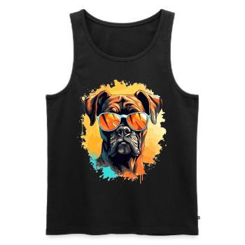 Boxer chien de race animal de compagnie avec lunettes de soleil - Débardeur bio Premium Homme - noir - Devant - Michal (187cm)